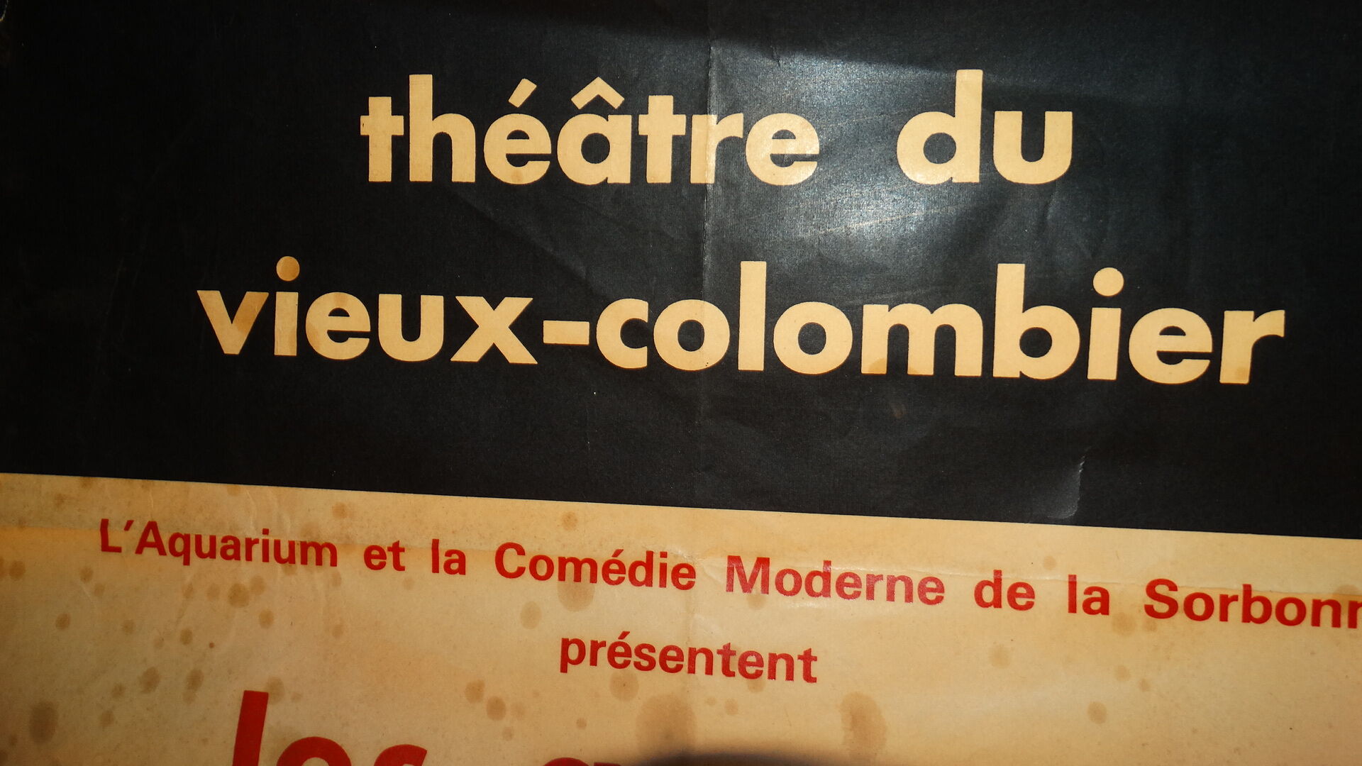 Rare poster theatre of old colombier Paris 1967