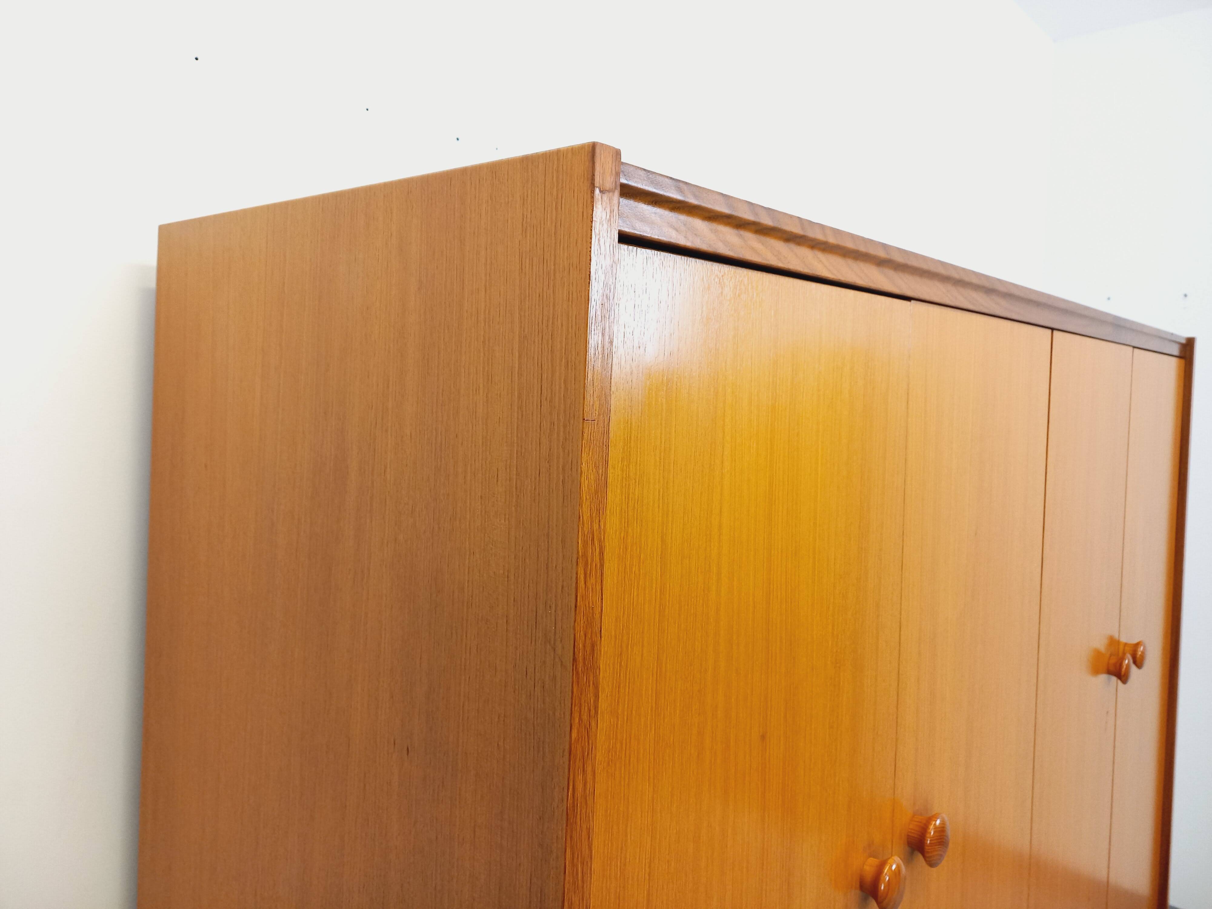 Vintage modernist teak and walnut wardrobe from the 60s and 70s