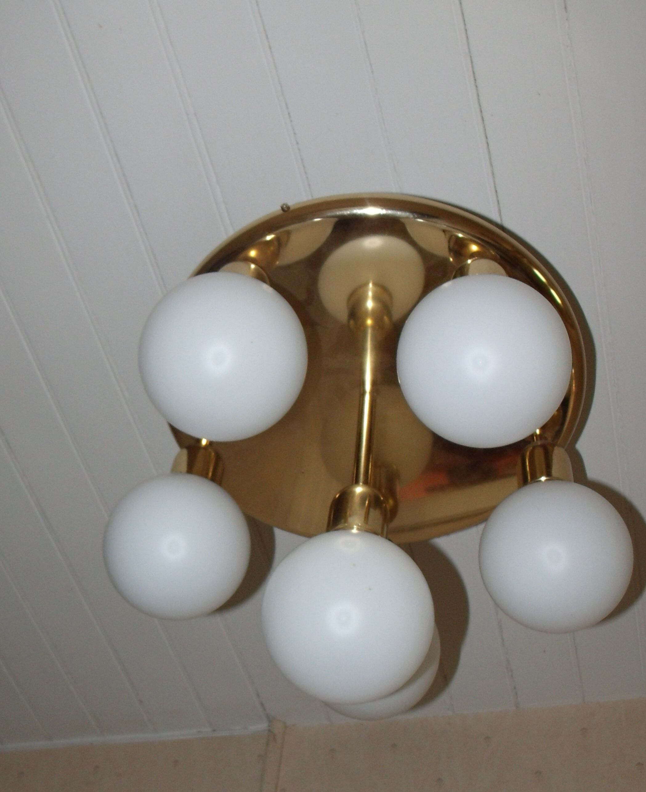 Ceiling lamp 6 opaline globes 1980