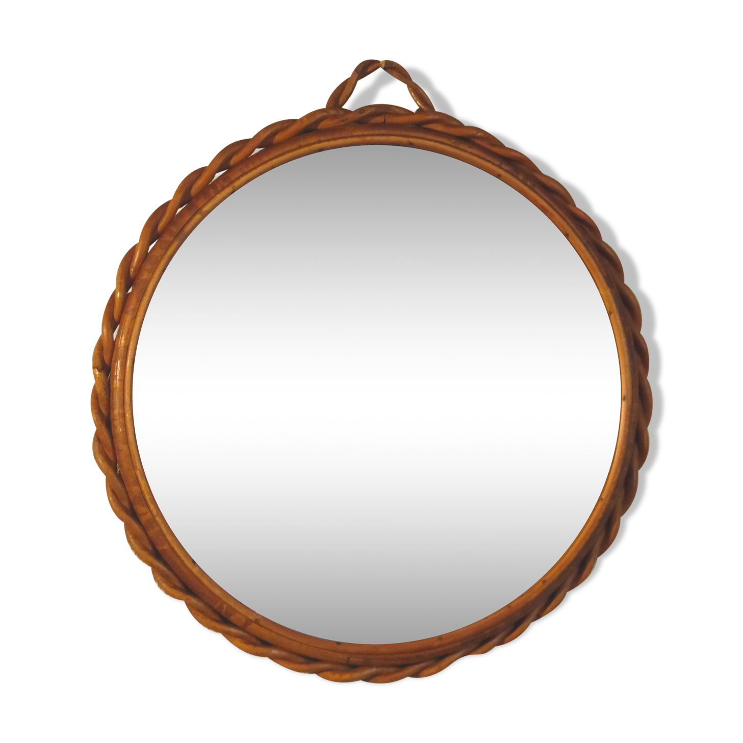 Witch twisted vintage rattan mirror 32x32cm