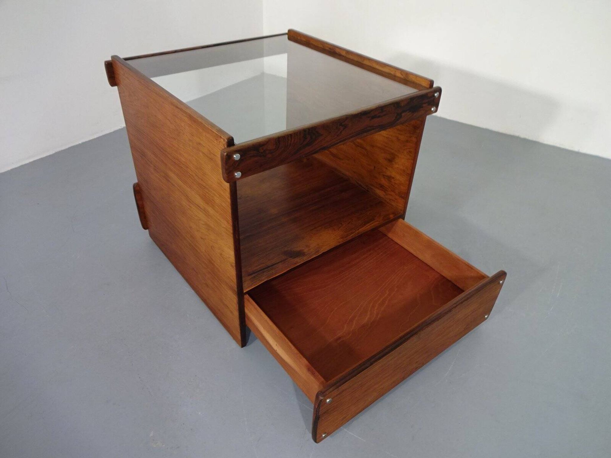 Danish Rosewood & Glass Side Table, 1960s