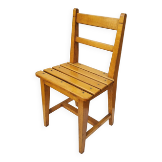 Children's chair in vintage varnished beech