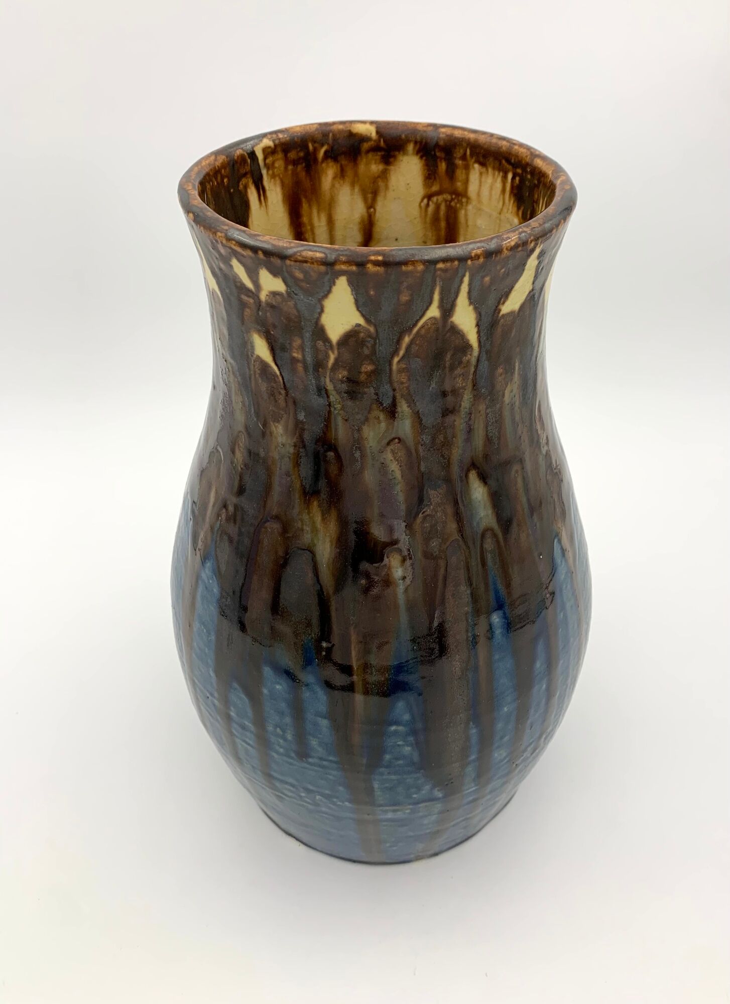 Old enamelled sandstone vase, by Joseph Talbot, Sandstone of La Borneé - 1930s