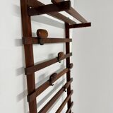 Antique Italian design wall coat rack Ezhio Longhi / Elam vintage teak