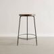 Tabouret de bar haut en bois et fer, style français du milieu du siècle, par Pierre Jeanneret, années 1950
