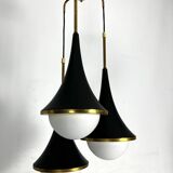 Suspension Mis-Century Stilnovo à trois lumières. Italie années 1950