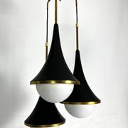 Mis-Century Stilnovo style pendant with three lights. Italy 1950s