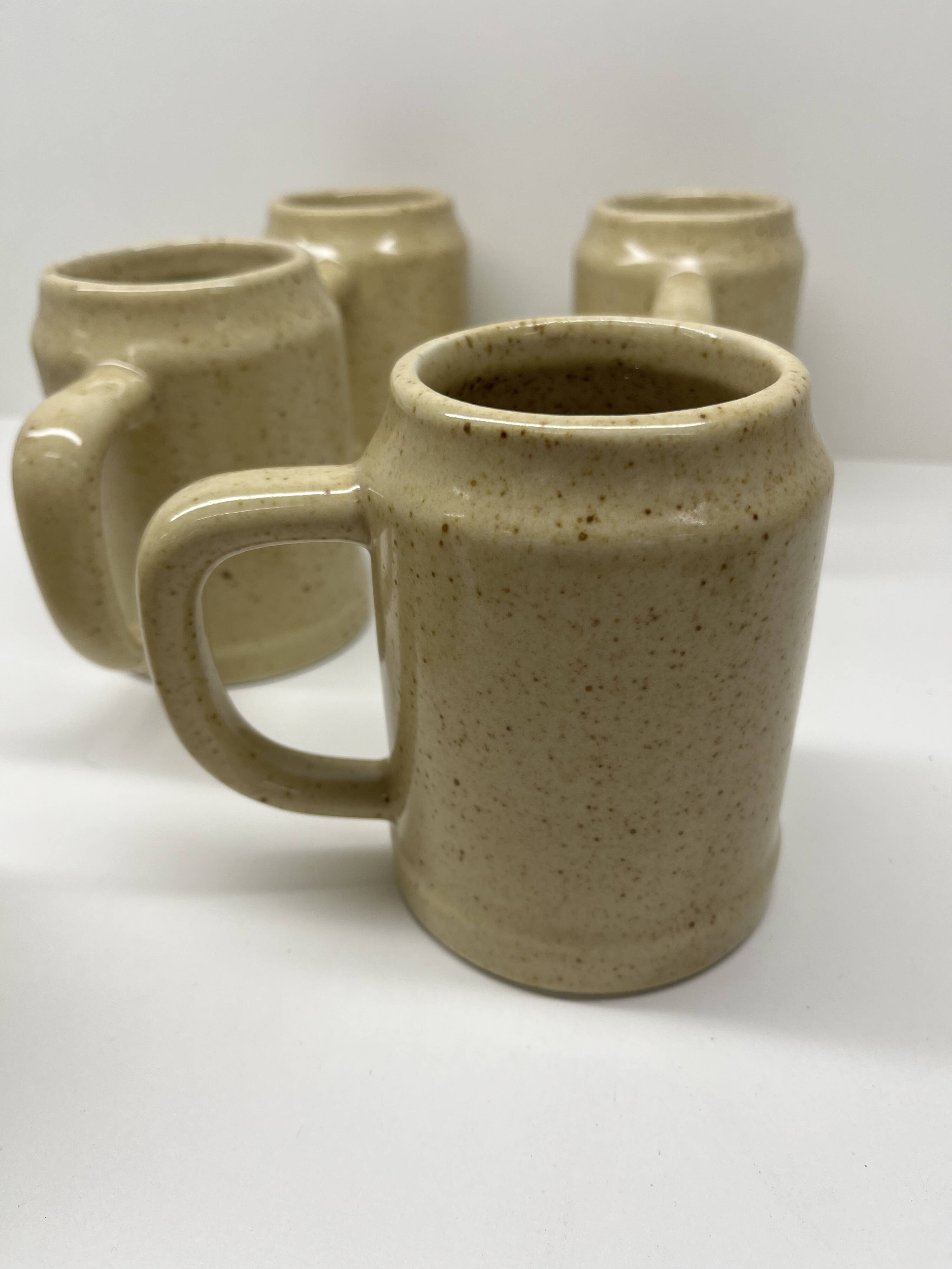6 stoneware beer mugs
