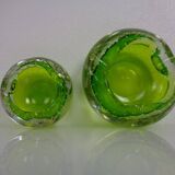 Green Sommerso Murano Glass Ashtrays, Italy, 1960s, Set of 2