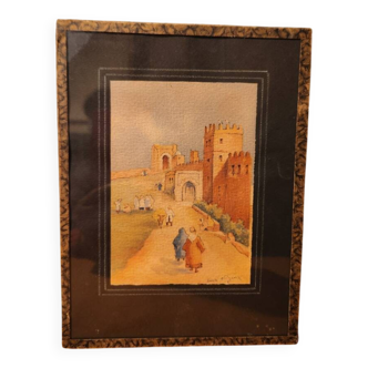 Orientalist watercolour signed Henri Noizeux