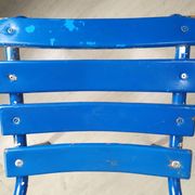14 blue metal bistro chairs