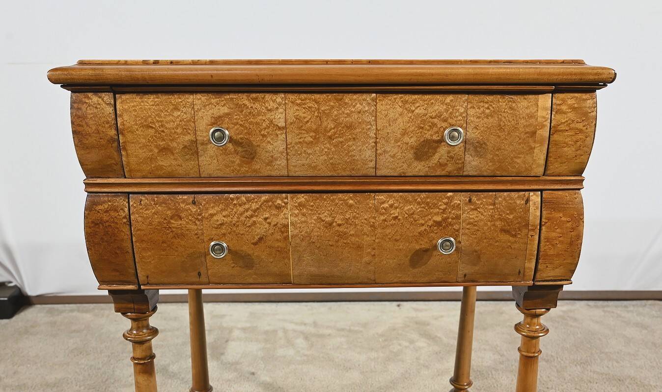 Rare Small Chiffonnière Table in Speckled Amboyna and Cherry, Louis Philippe Period – 19th