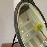 Antique mirror to place or hang – Louis XVI style, bronze, beveled glass