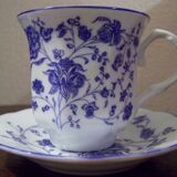 Service à café décor fleurs bleues