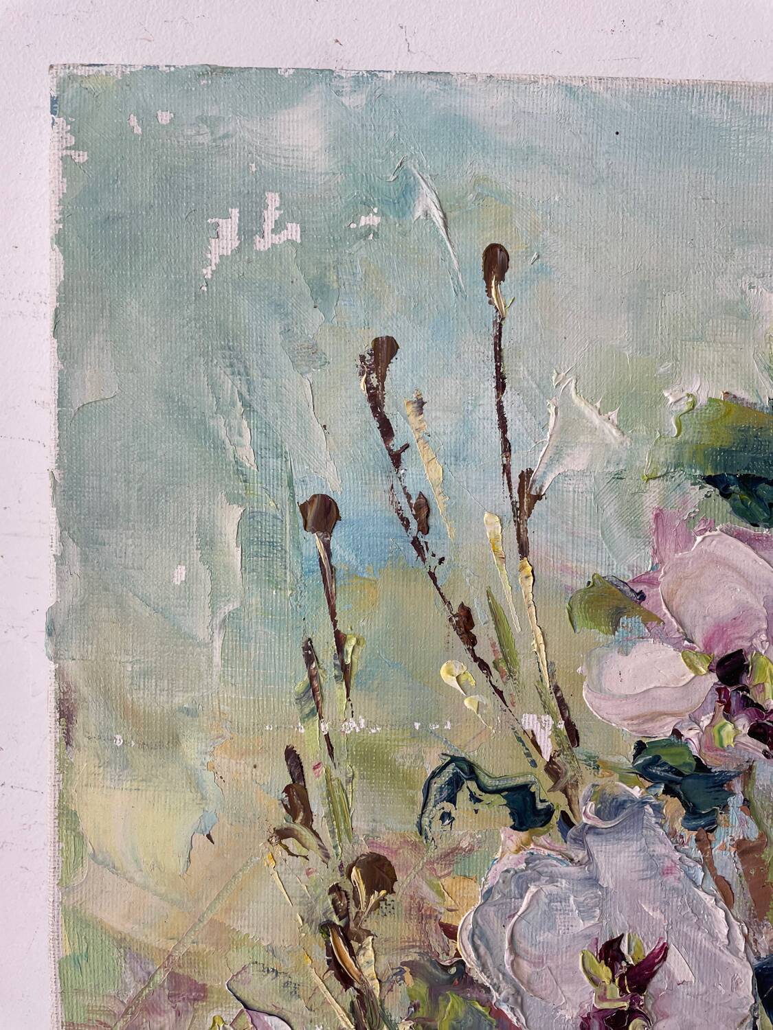 Bouquet fleurs huile sur toile