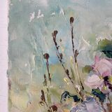 Bouquet fleurs huile sur toile