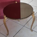 Table guéridon en laiton et miroir