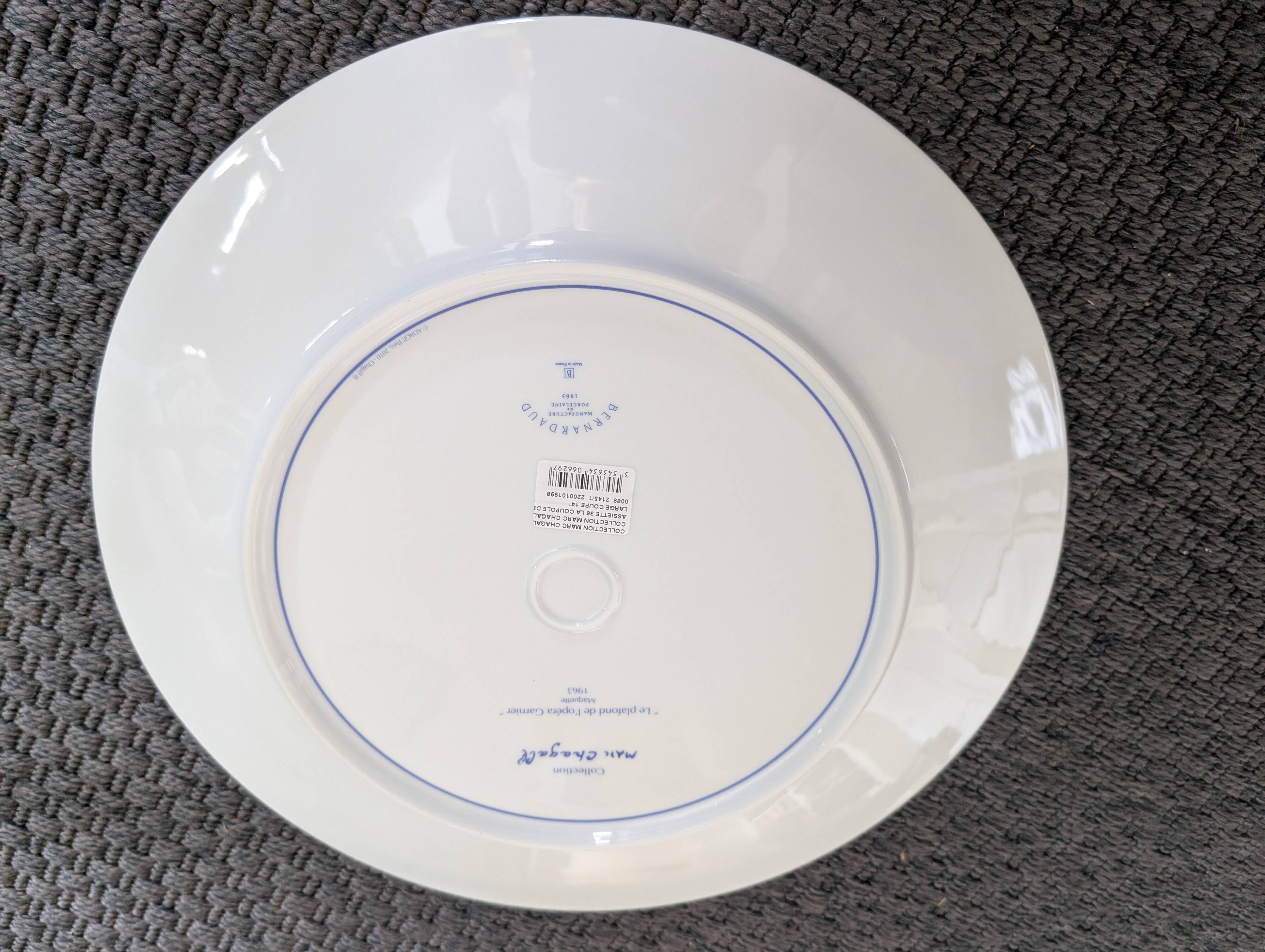 Bernardaud Marc Chagall Opéra Garnier Limoges Porcelain Coupe Plate, 36 cm