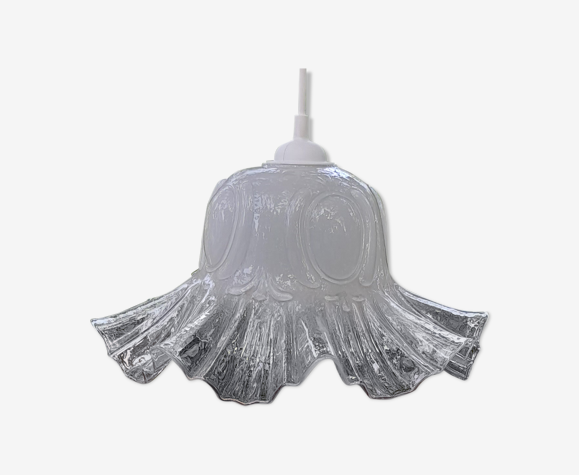 suspension petticoat in white frosted glass and pink petticoat, circa 1970