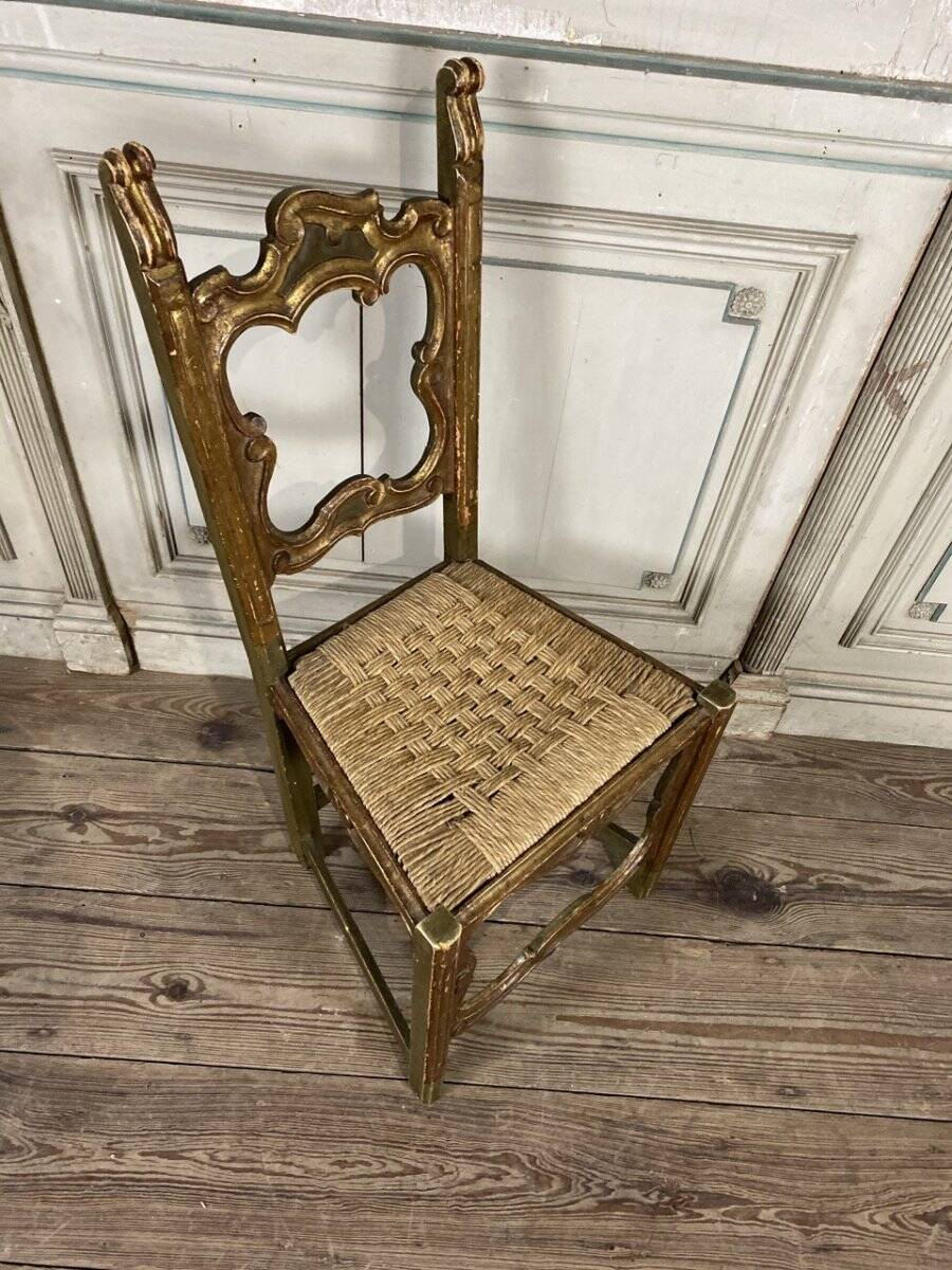 Set of 12 carved wooden chairs, Italy
