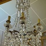 6-light crystal and bronze chandelier - 19th century