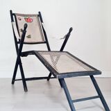 Old deckchair - wooden and cane lounge chair