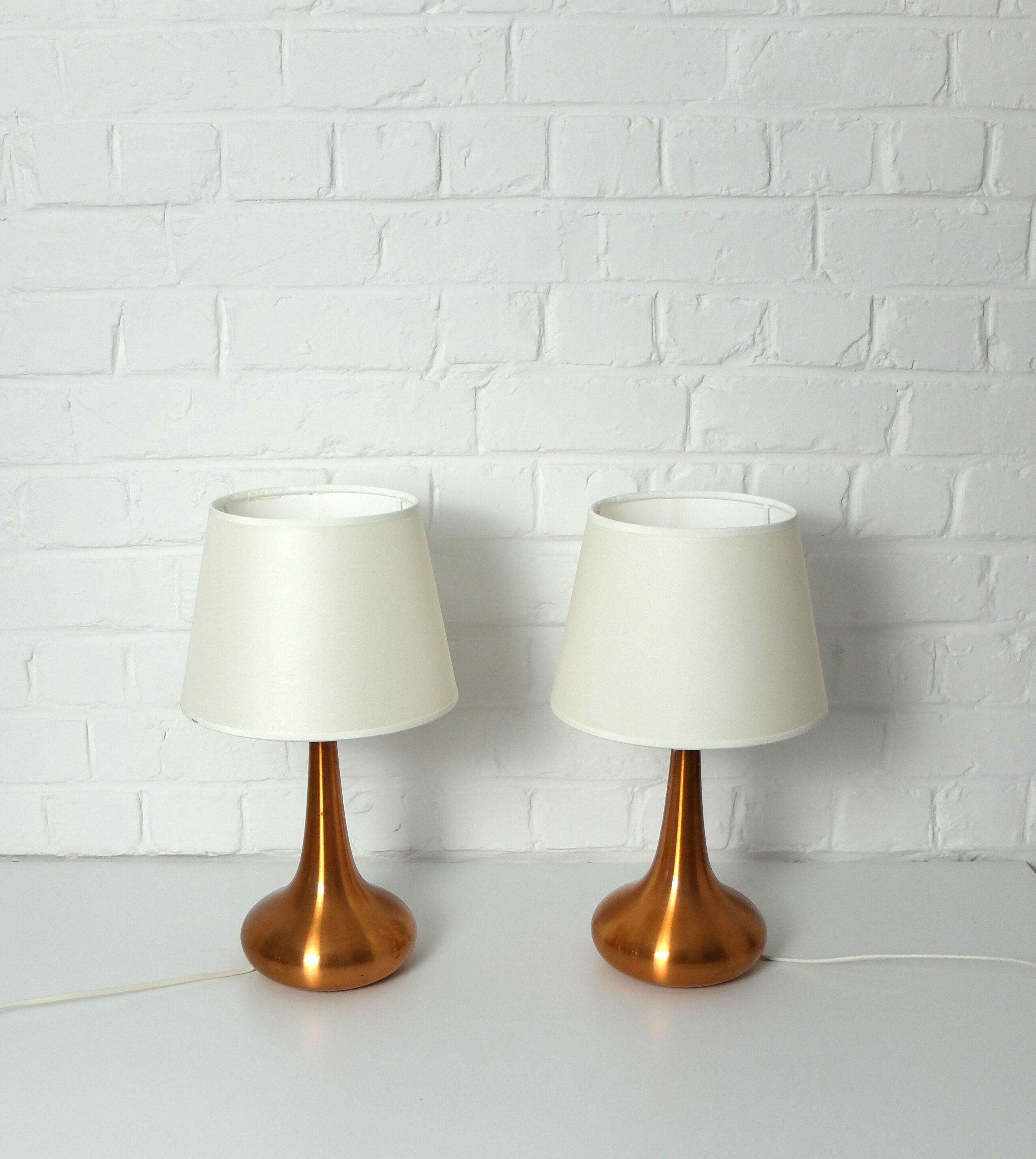 Pair of table lamps Orient copper finish Jo Hammerborg for Fog & Morup, Denmark, 1960s