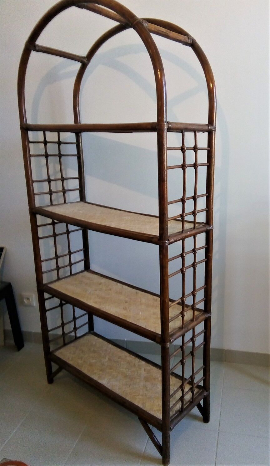 Vintage rattan bamboo tier