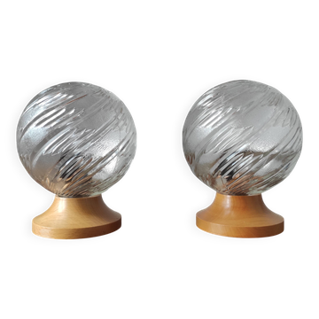 Pair of vintage 1990s globe lamps
