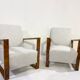 Pair of Art Deco Armchairs ,Fabric and Walnut, New Upholstery