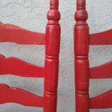 2 vintage red straw chairs