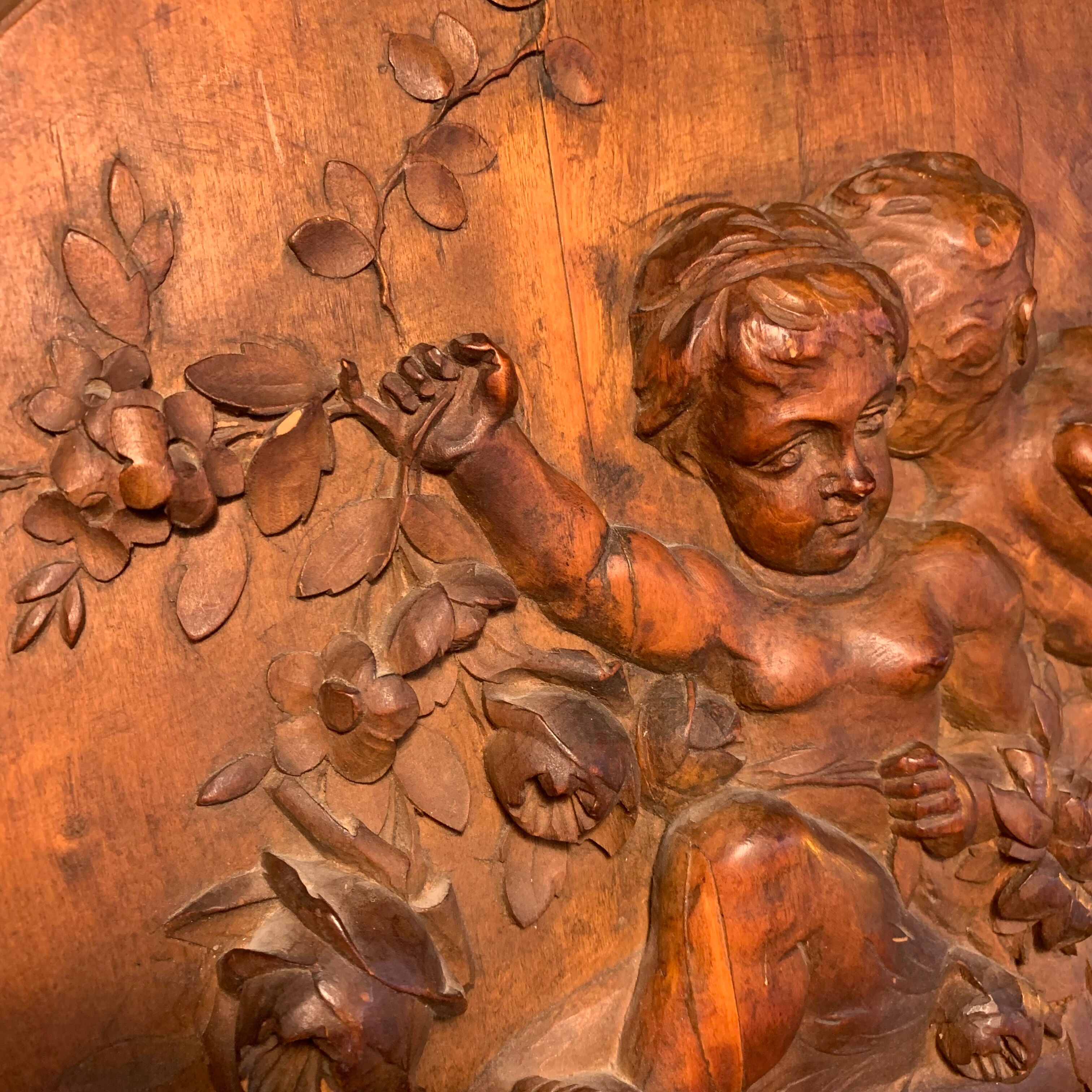 Carved wooden bas-relief