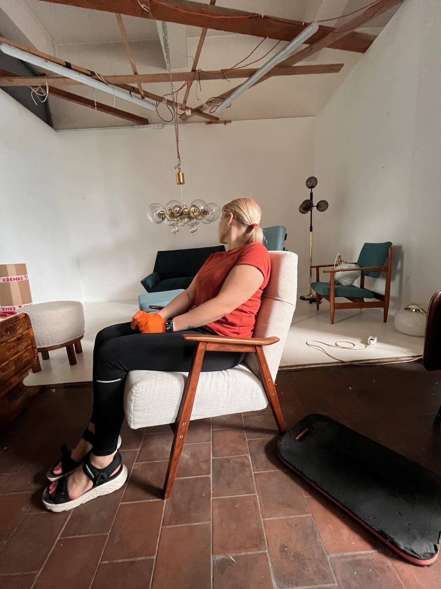Restored beech armchair from the 1960s, Czechoslovakia