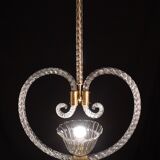 Lustre suspendu en forme de cœur art déco par barovier e toso, années 1940