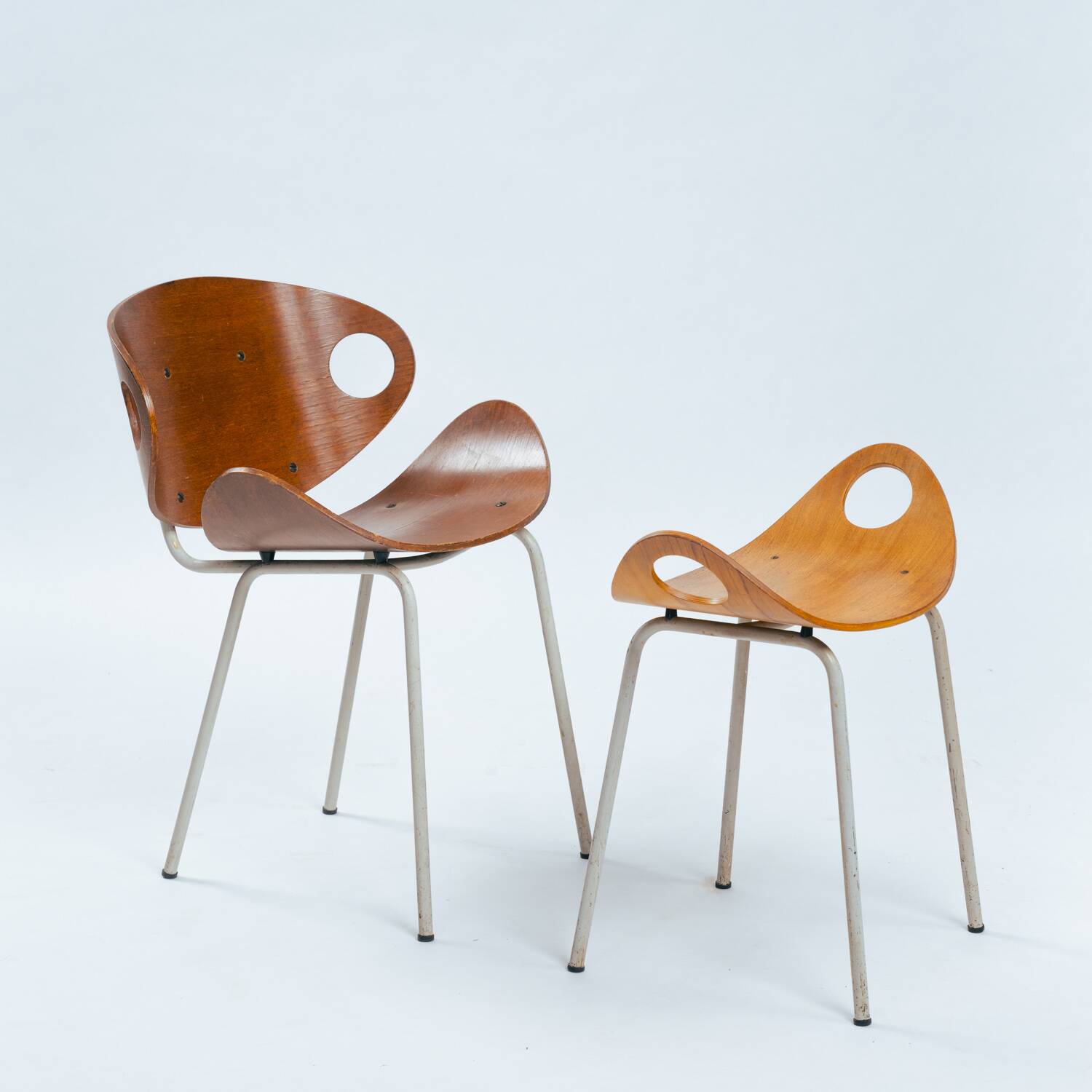 Olof Kettunen Chair and Stool for Merivaara, Finland 1950s
