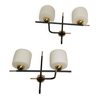 Pair of double wall lamps, vintage maison arlus, from the 60s