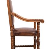Dutch 19th Century Oak Baroque open Arm Chair