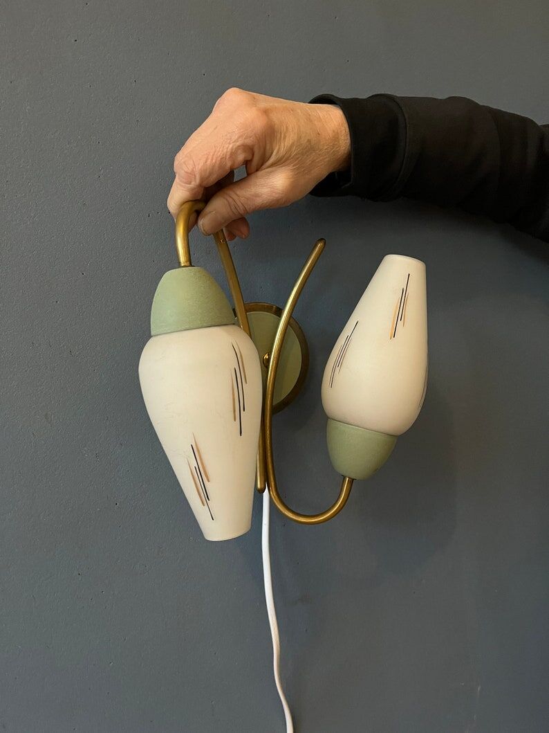 Mid-century opaline glass wall lamp