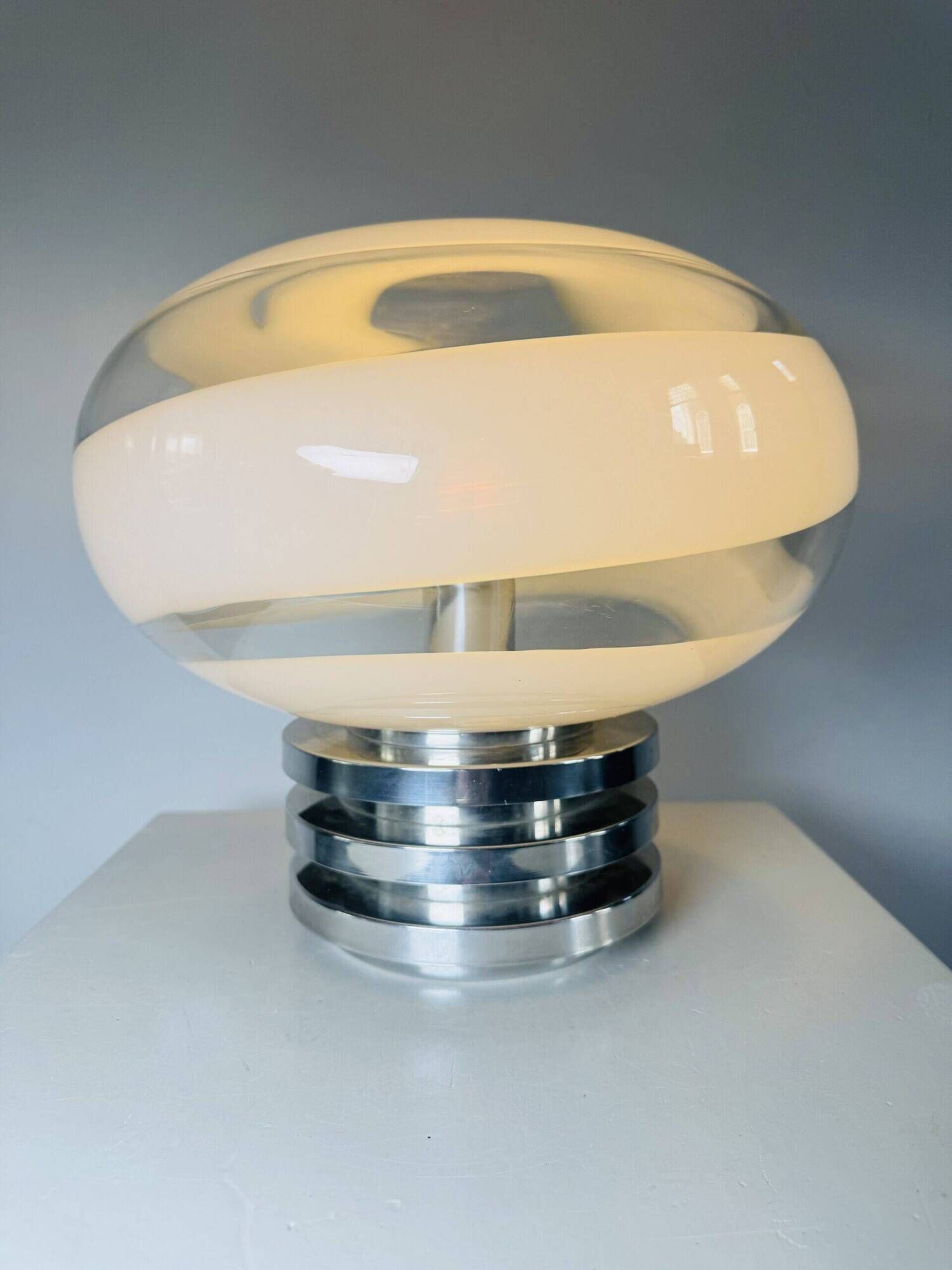 Model 1361 Sculptural Dome Glass Table Lamp By Doria Leuchten, Germany 1970S