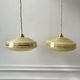 Pair of suspensions in yellow Clichy glass and golden border 40s-50s