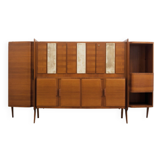 Monumental Wooden Cabinet with Parchment Panels by Gio Ponti, Italy