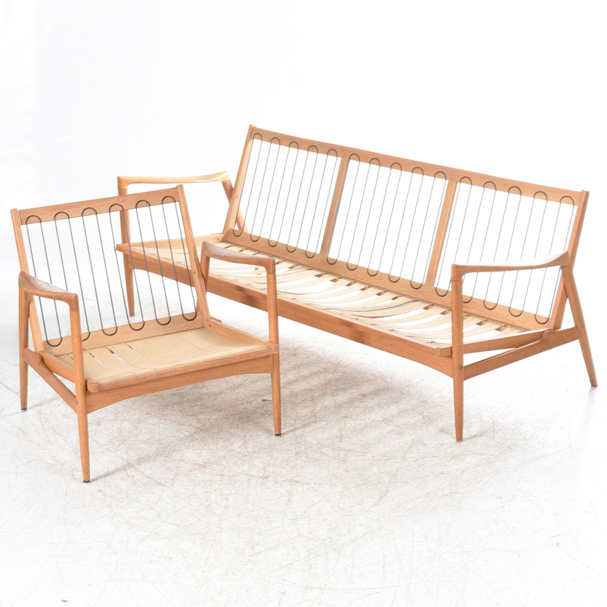 Ib Kofod-Larsen Sofaset in Oak for OPE Sweden