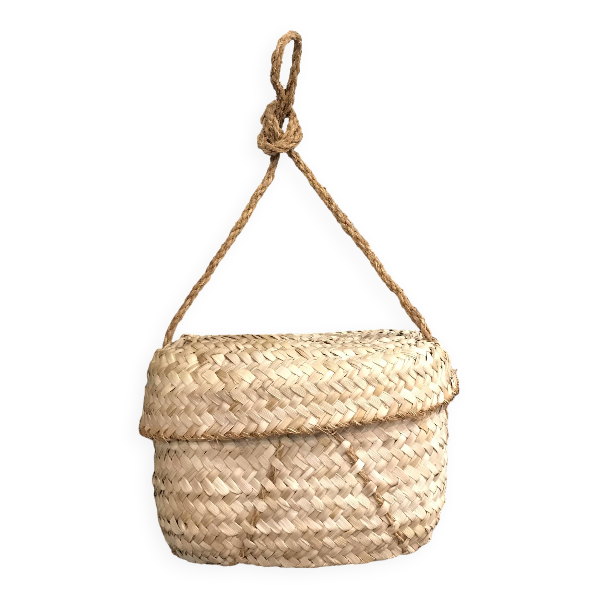 Wicker basket with vintage lid