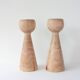 Pair of Wood Candle Holders in Danish Design Style, 1970's