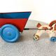 Horse cart and tin cart, old pull toy