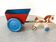 Horse cart and tin cart, old pull toy