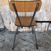 Series of 4 Formica Chairs Wood Legs Metal Chrome Vintage #A243