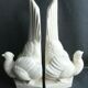 Cracked white ceramic Art Deco book-snables: Birds, Doves