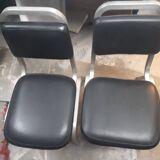 pair of vintage design chair 1960 aluminium skai black