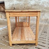 Old work table textile table pine cooking island or side table